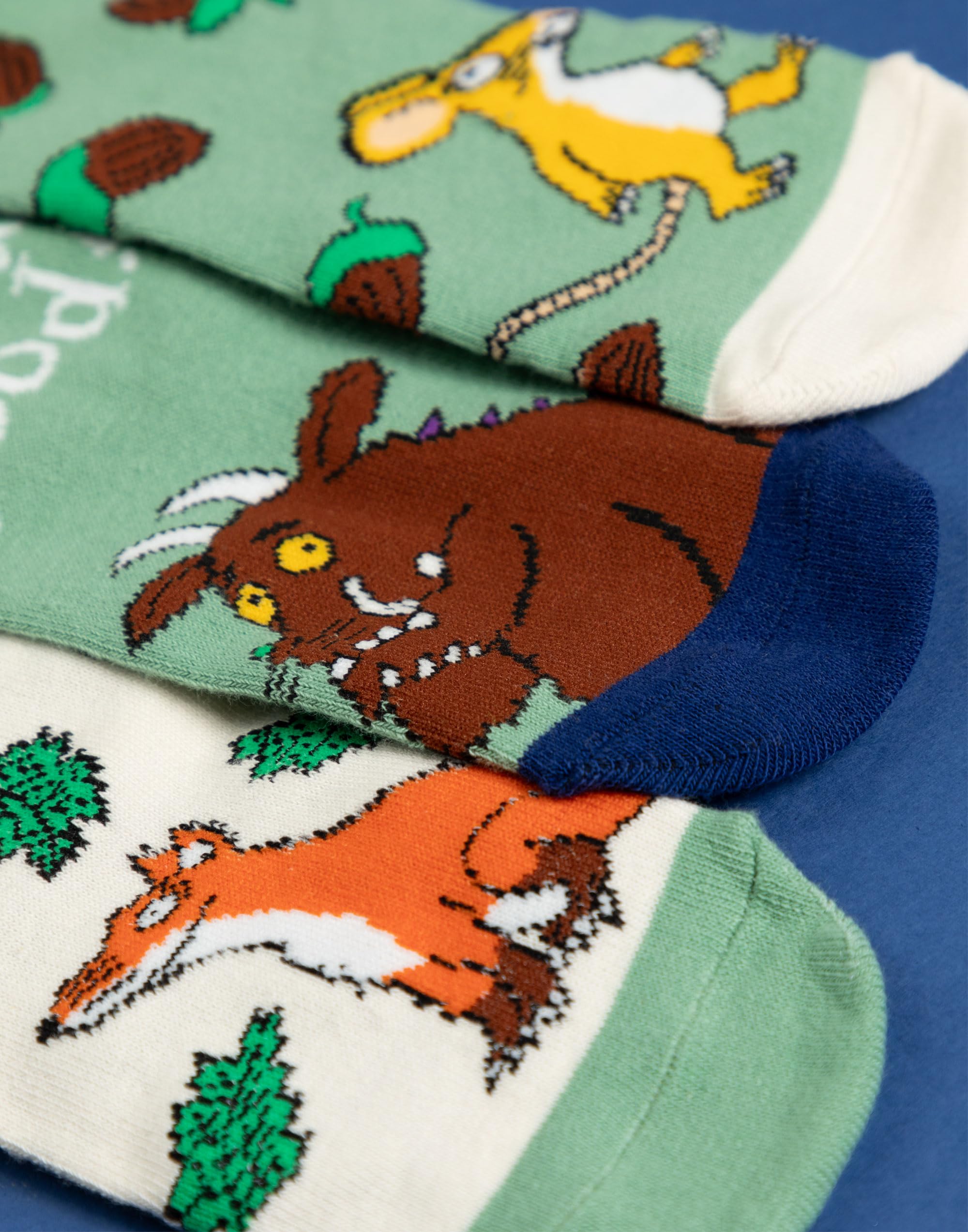 Gruffalo The Calcetines para niño, paquete de 5 | Calzado infantil con gráfico de cuento de hadas multicolor | Juego de calcetines cómodos Julia Donaldson Mouse Fox | Regalo de mercancía de la serie
