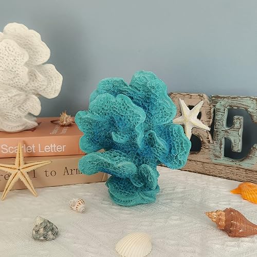 Miniatura 7 de Decoración de arrecife de coral azul aguamarina, decoración moderna de estatua de coral costero para el hogar pequeñas decoraciones de coral