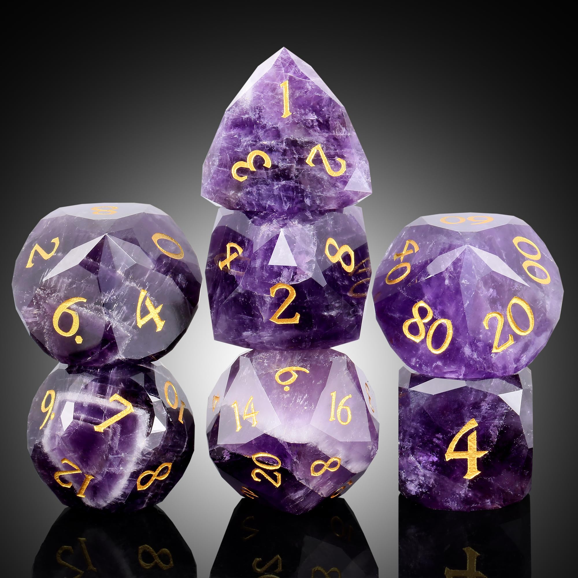 Amethyst Multifacted D&D Dice Set with Gift Case for Dungeons and Dragons Tabletop Gaming…