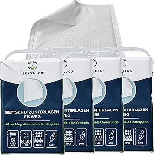 Sensalou Protector de cama impermeable desechable de 60 x 90 cm – 100 unidades desechables para cambiar pañales impermeables para viajes, color blanco