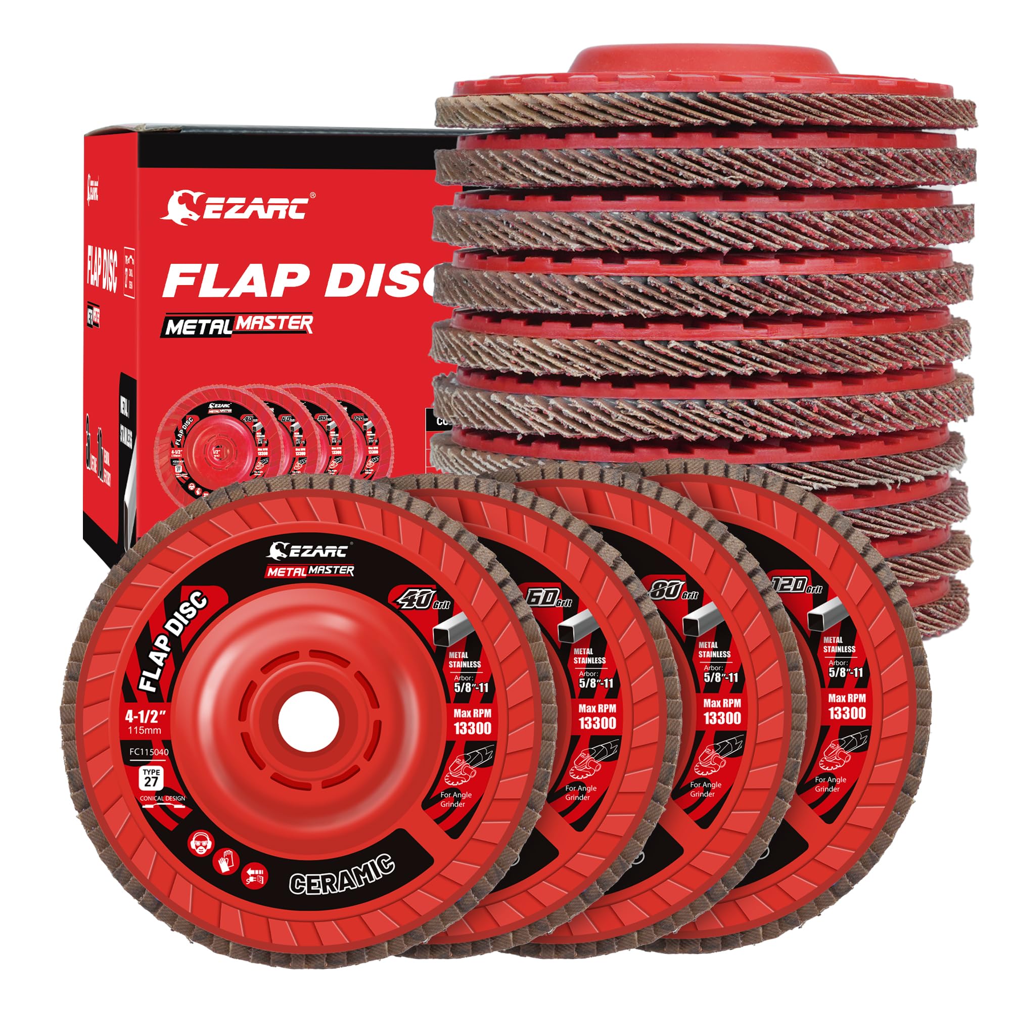 Ceramic Flap Discs - 5 Pack, 60 Grit -10 Ceramic Flap Discs - 5 Pack, 60 Grit -10