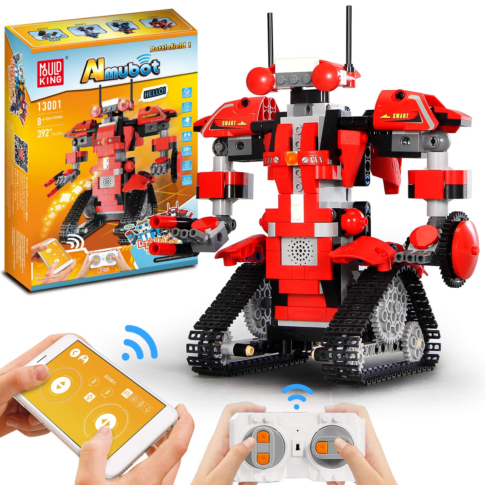 SUPER JOY Building Blocks Robot, APP & Remote Control STEM RC Robot with Rechargeable USB, Science Engineering Building Bricks Kit Toy Best Gift for kid Ages 8 9 10+ years old teens Boys Girls(392Pcs)