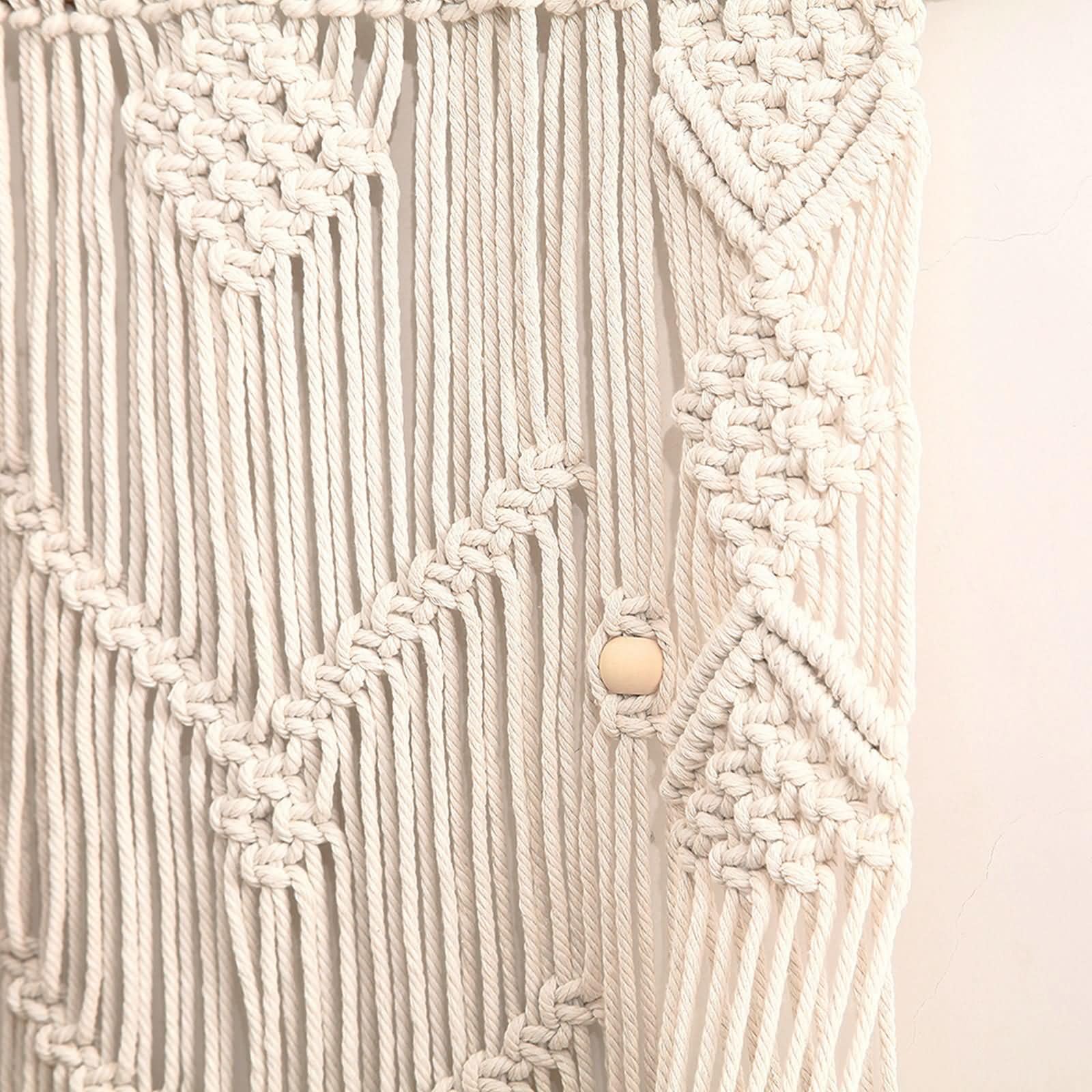 Daesar Tapiz Habitación Madera con Borlas Tejidas,Tapices Macrame Beige Tapiz Macrame Estanteria,50x80cm