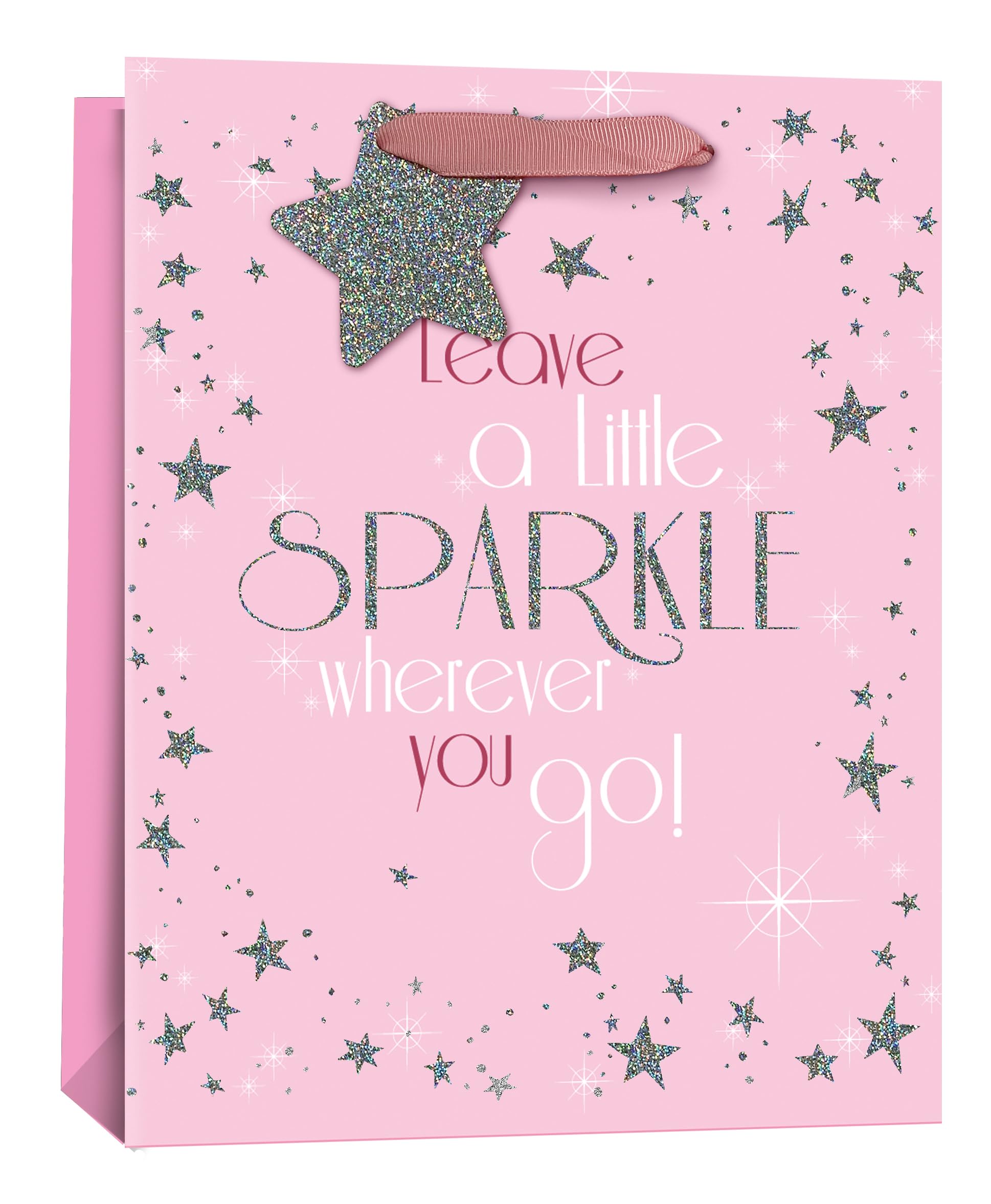AbbeyShake gift bags large size multidesign - Pack of 6 (Pink Glitter Star)