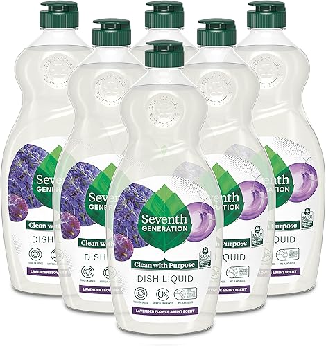 Seventh Generation Jabón líquido para platos, aroma a lavanda fresca, 19 onzas líquidas, paquete de 6