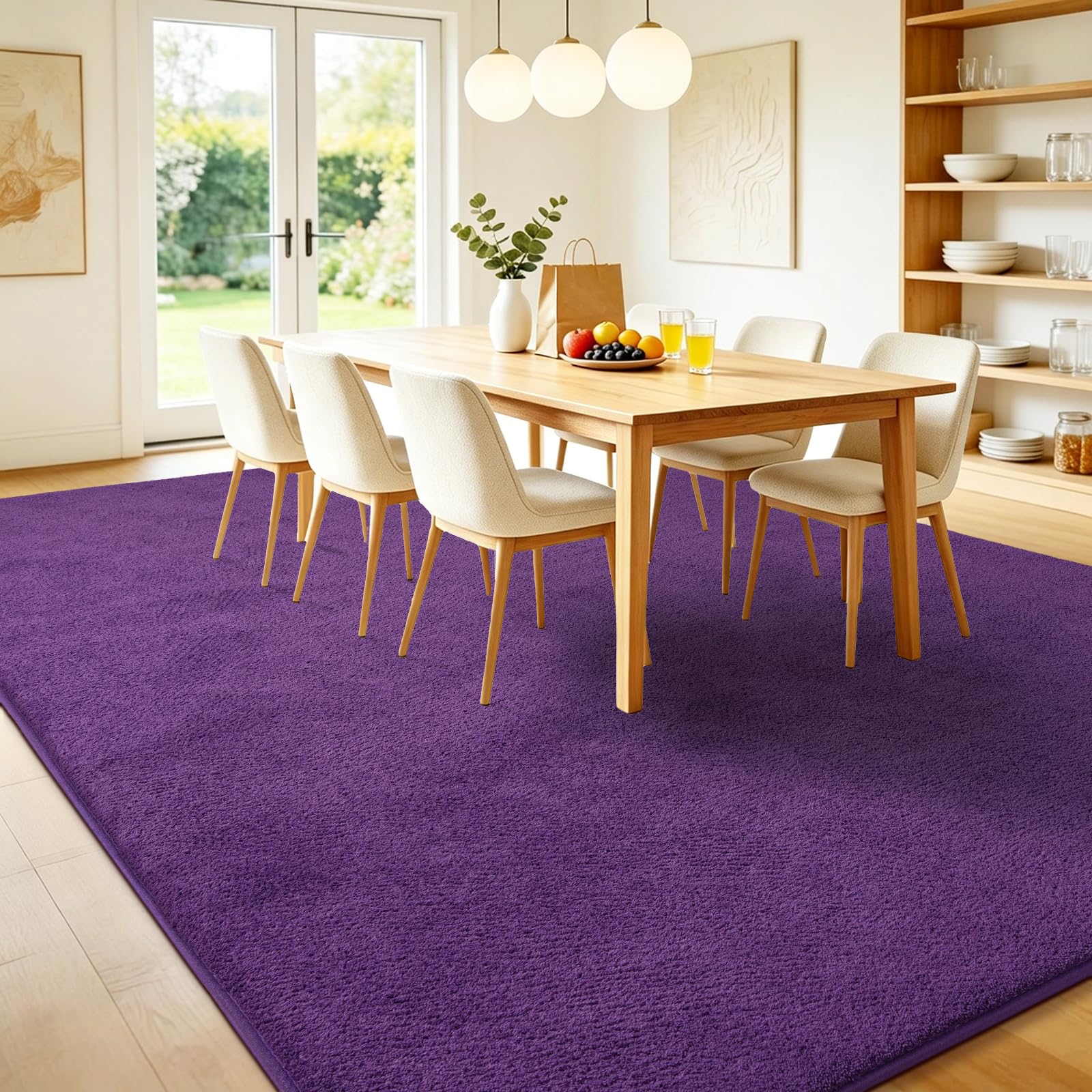 Teppich Wohnzimmer Groß 160x230cm Flauschiger Waschbarer Teppiche Lila | Teppich Kurzflor Weich Rutschfest wohnzimmerteppich Carpet für Schlafzimmer Kinderzimmer Flur und Büro