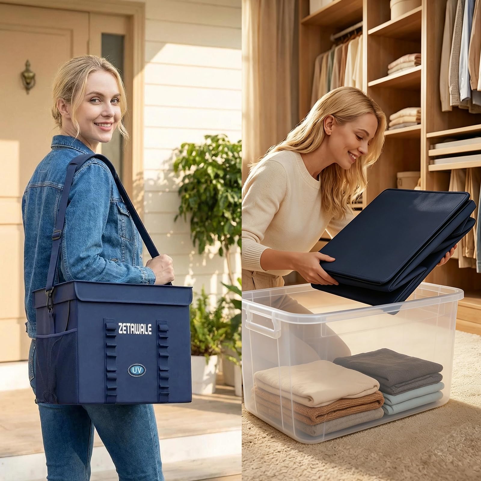 Caja desinfectante de luz UV, plegable, grande, máquina de limpieza y desinfección con temporizador, bolsa de desinfección de luz UVC para el hogar para teléfono celular, auriculares