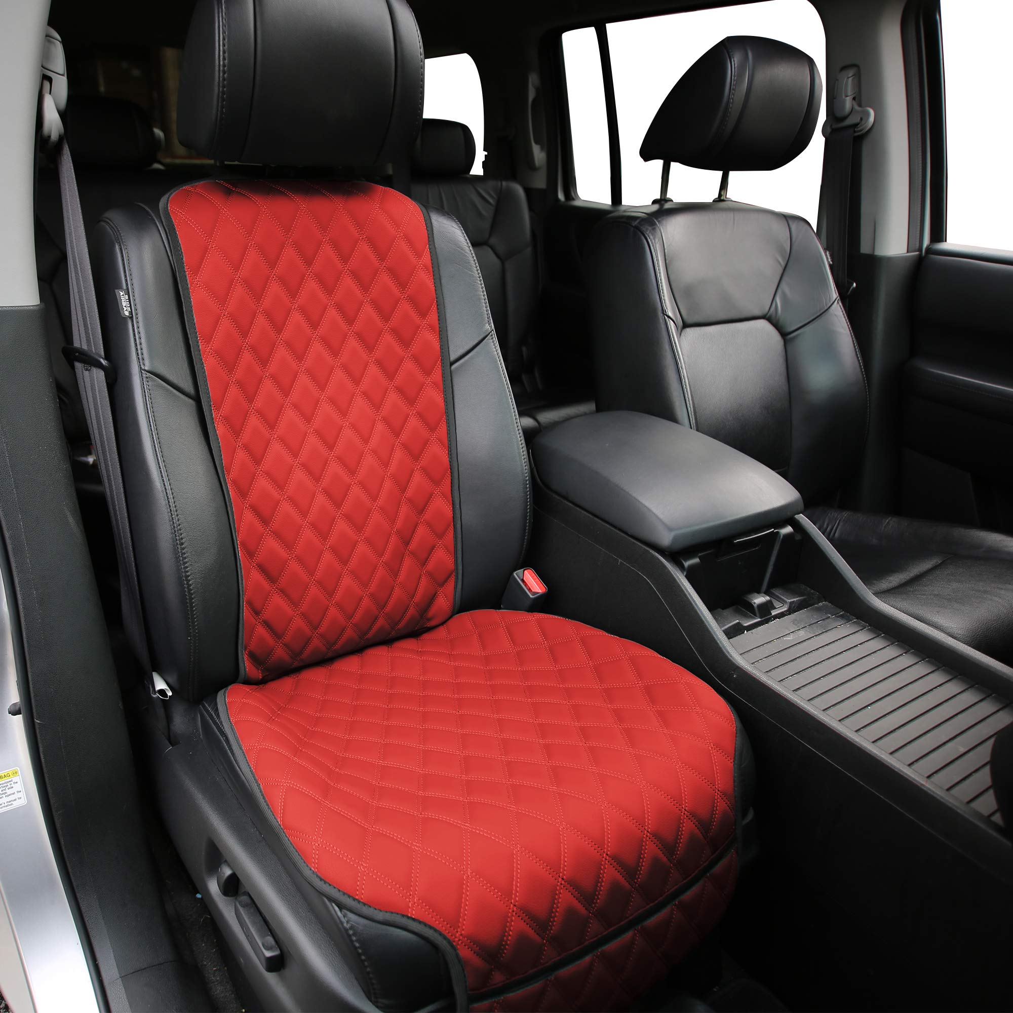 FH Group Car Seat Cover Cushion Neosupreme – One Seat Cover for Cars Trucks SUV, RED Faux Leather Car Seat Cushions, Waterproof Car Seat Cover Cushion, Universal Fit Car Seat Protector