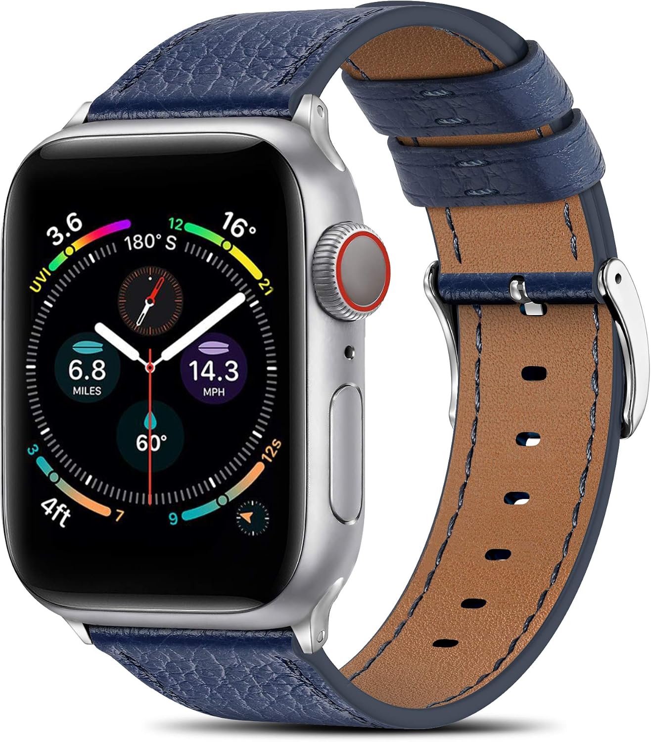 BELONGME Compatible with Apple Watch Band 44mm 42mm 40mm 38mm, Genuine Leather Replacement Strap for iWatch SE & Series 6/5/4/3/2/1