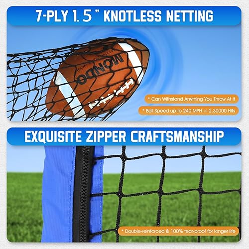 Miniatura 4 de Football Throwing Net, Upgrade Heavy Duty Metal Frame Quarterback Training Equipment Throwing Machine with 1-4 Targets, Easy Setup Football Target