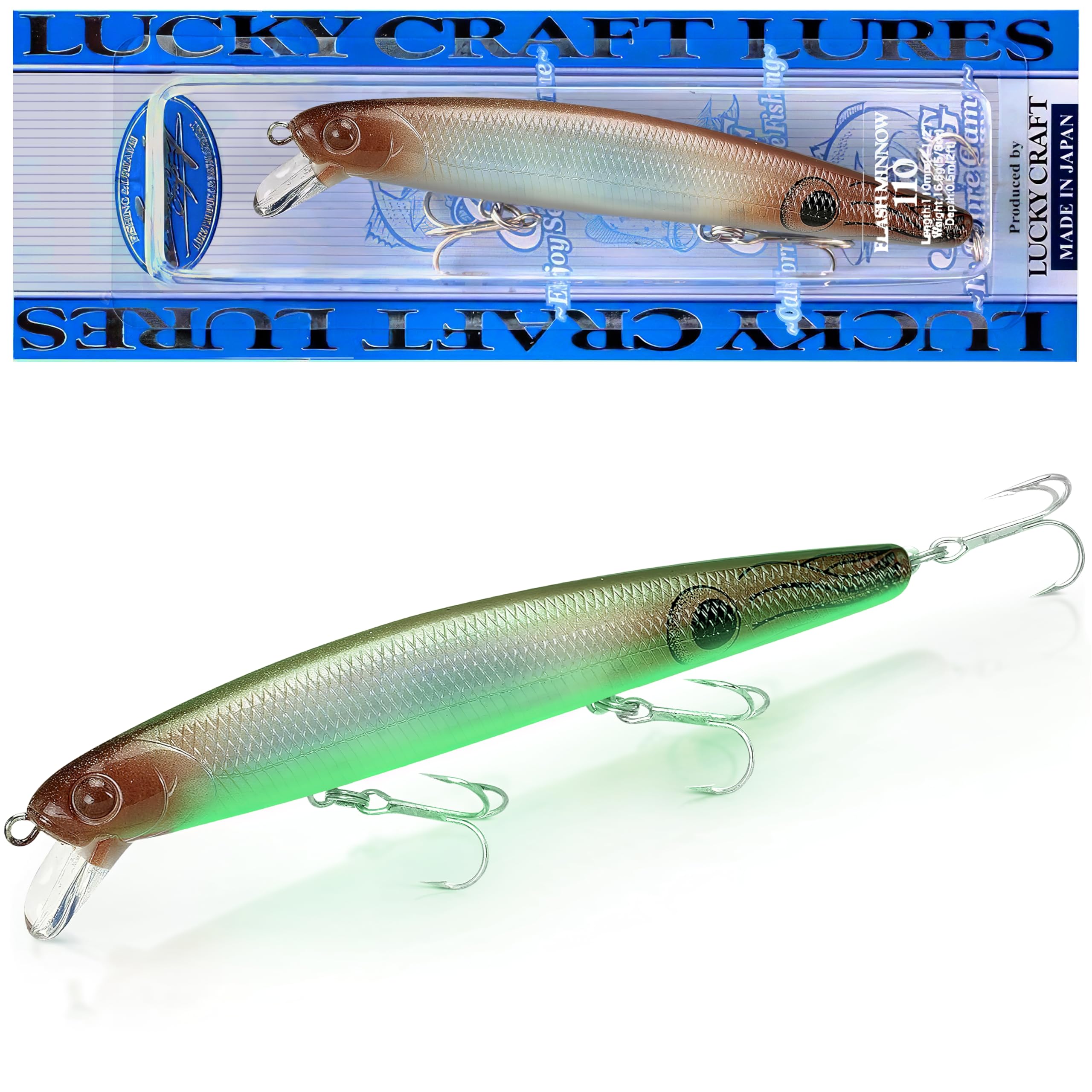 【希少・コラボ】M.P.B. LURES × Lucky Craft BEEP Lucky Craft FlashMinnow 110, Super Glow Pearl Squid, Saltwater