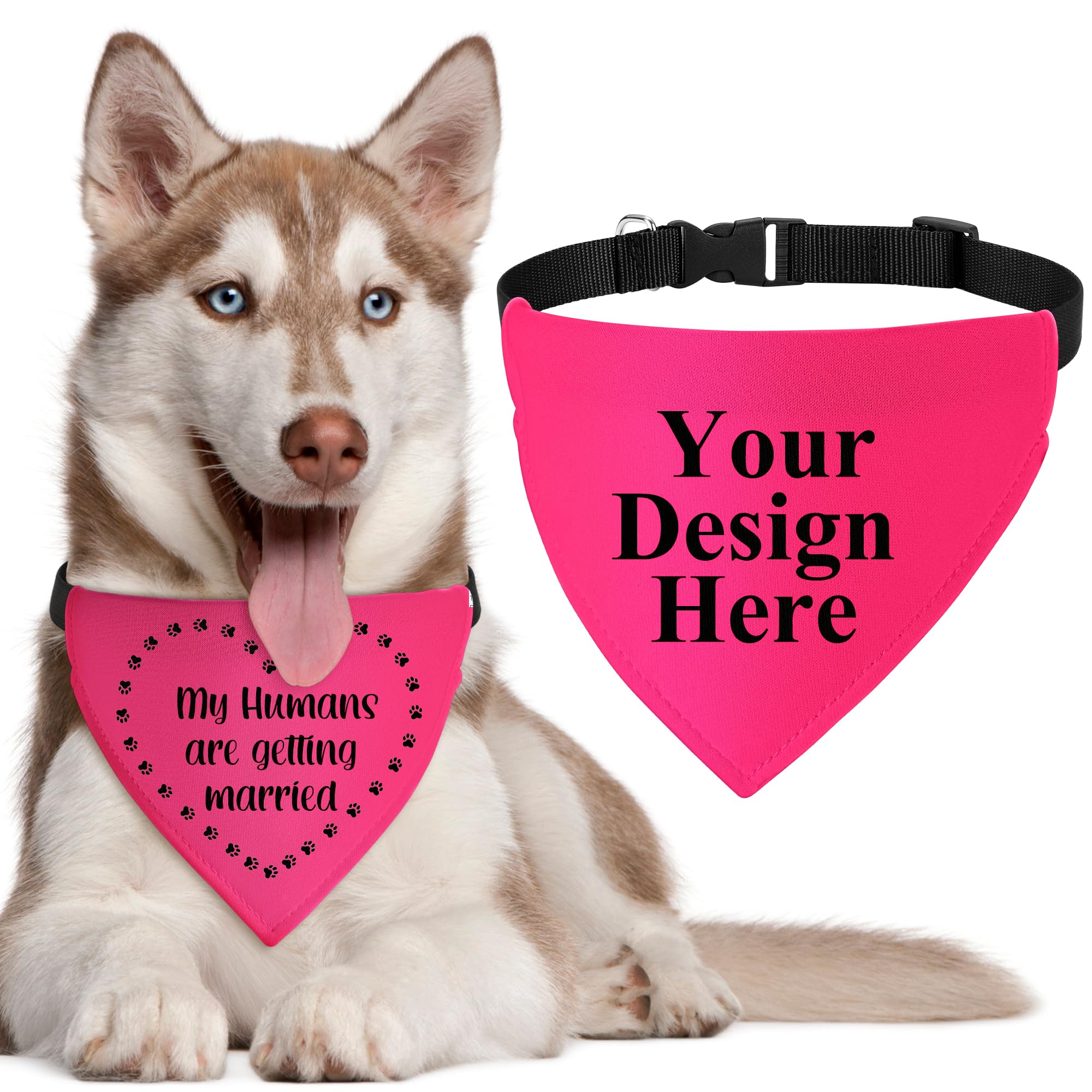 FAMIPAWS Personalized Dog Bandanas with Buckle Name Photo Logo Custom Neckwear Dog Scarf Triangle Bibs Kerchief Pet Costume Accessories for Small Medium Large Dogs Puppy Cat,Large