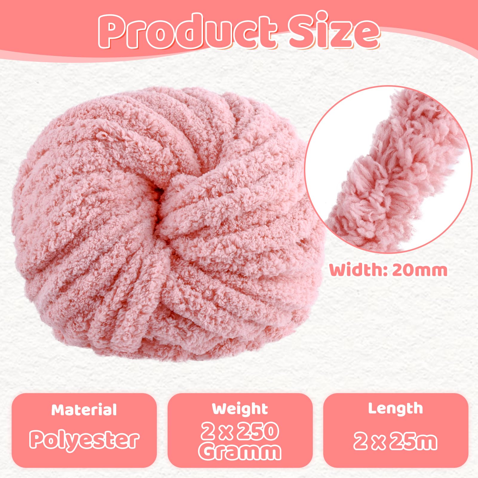 Chunky Yarn - Gomitolo di lana spessa per lavori a maglia, 500 g
