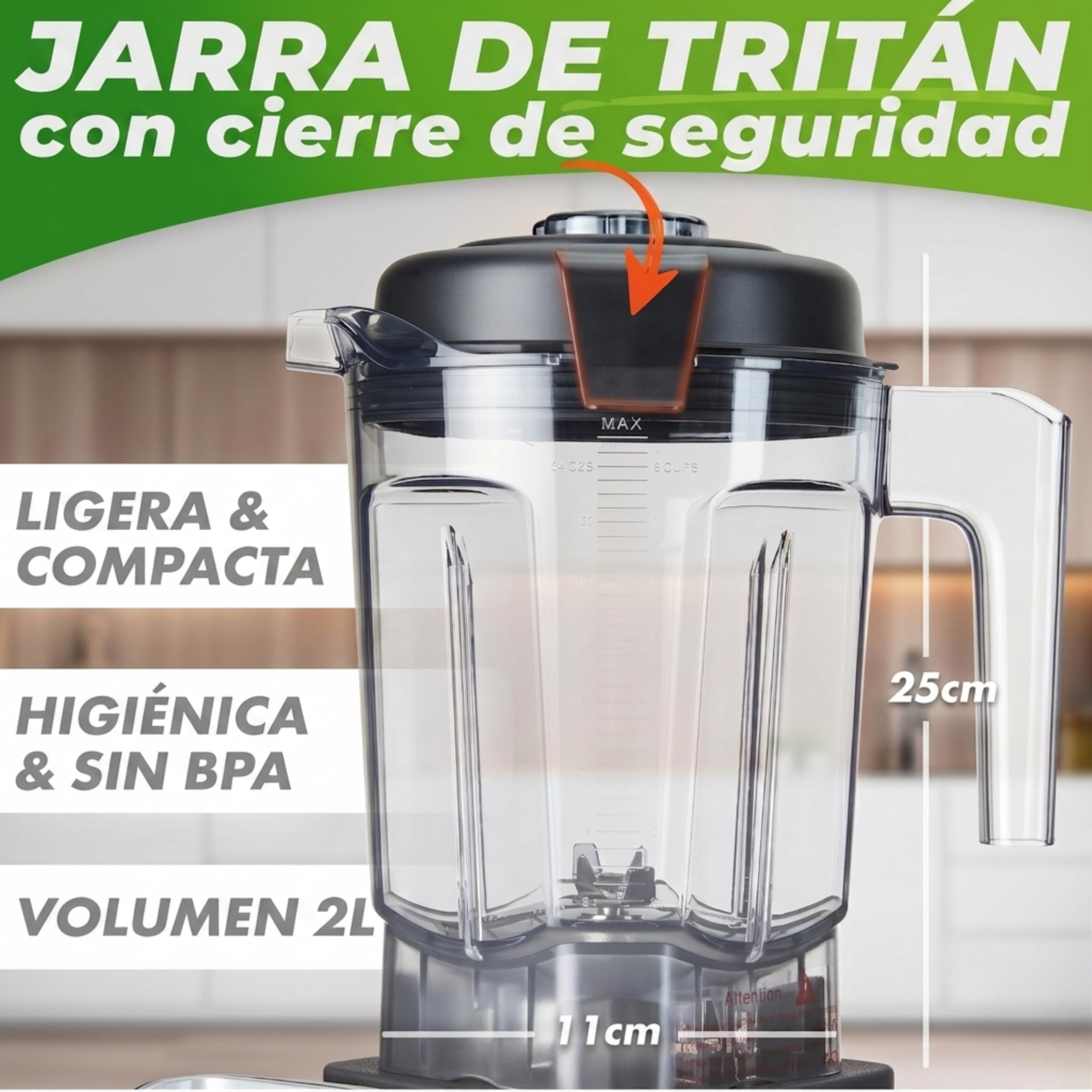 NUTRI-BLENDER MAX Batidora de Alto Rendimiento 2000W Batidora de Vaso Smoothie-Maker Profesional - 2L Tritan, Libre de BPA, 9 Niveles, Temporizador Digital (NUTRI-BLENDER MAX+)