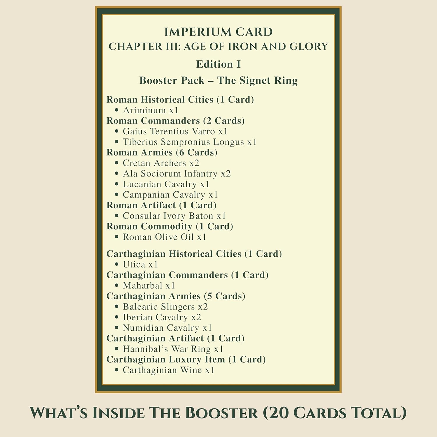Sumeru & Seed Imperium Cards – Historical Strategy Card Expansion – The Signet Ring Booster – The Second Punic War Rome vs Carthage – Sandbox Battle Add-On