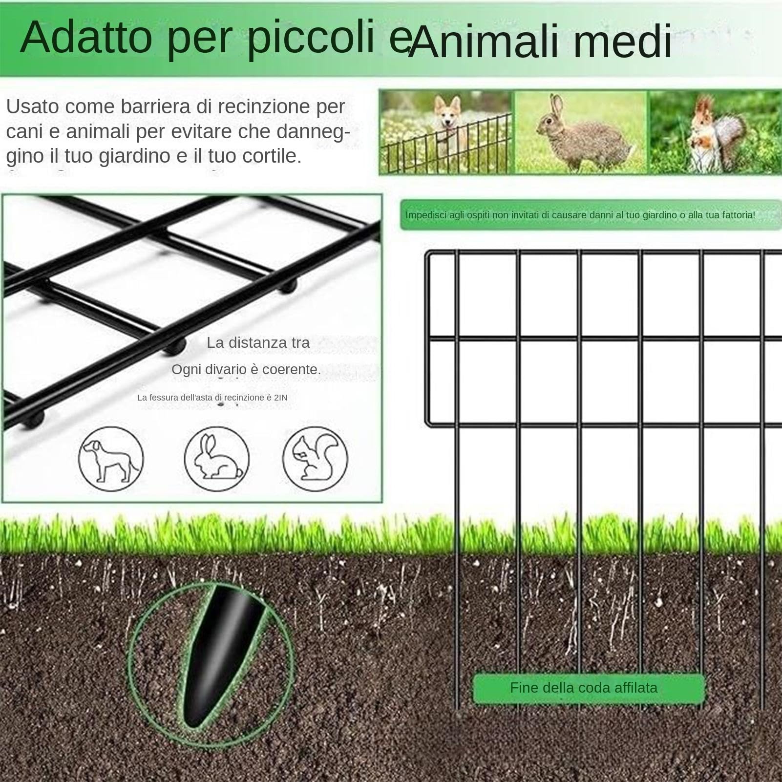 Pannelli Da Recinzione Giardino 10 Pezzi in Metallo Senza Scavo Antiruggine