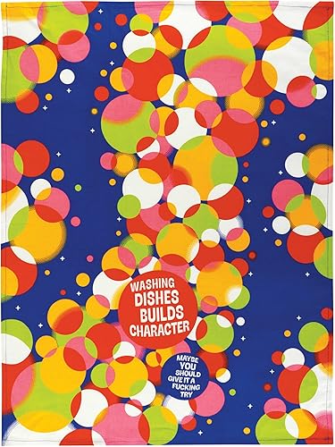 Miniatura 2 de Blue Q Toalla de cocina  Lavar los platos construye carácter. 100% algodón, impreso, colores vibrantes, 28" x 21"