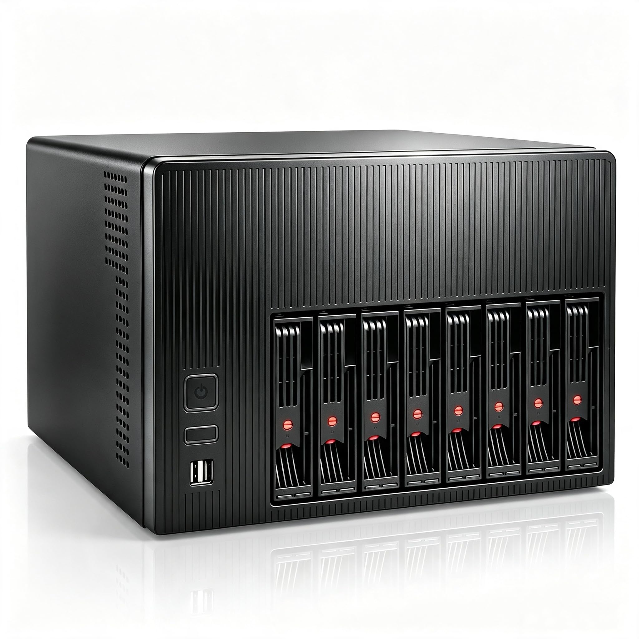 Alloy Steel K7 8 Bay Nas Case, Computer Enclosures Compatible Micro-Atx Mini-Itx Motherboard, 3 X Fans, 8 X 2.5/3.5" Tray, Network Attached Storage Server For Home(Diskless), Black-image-19