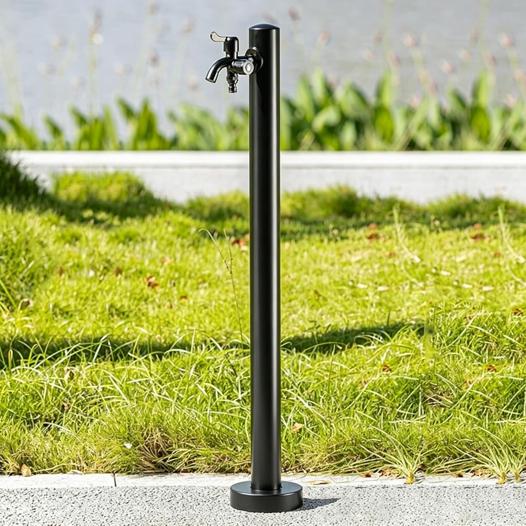 Robinet de Jardin en Acier Inoxydable, Colonne d'eau extérieure de 60 cm pour Piscine, Jardin et Irrigation agricole. Finition Noire Durable. Solution d'hydratation et d'aménagemen