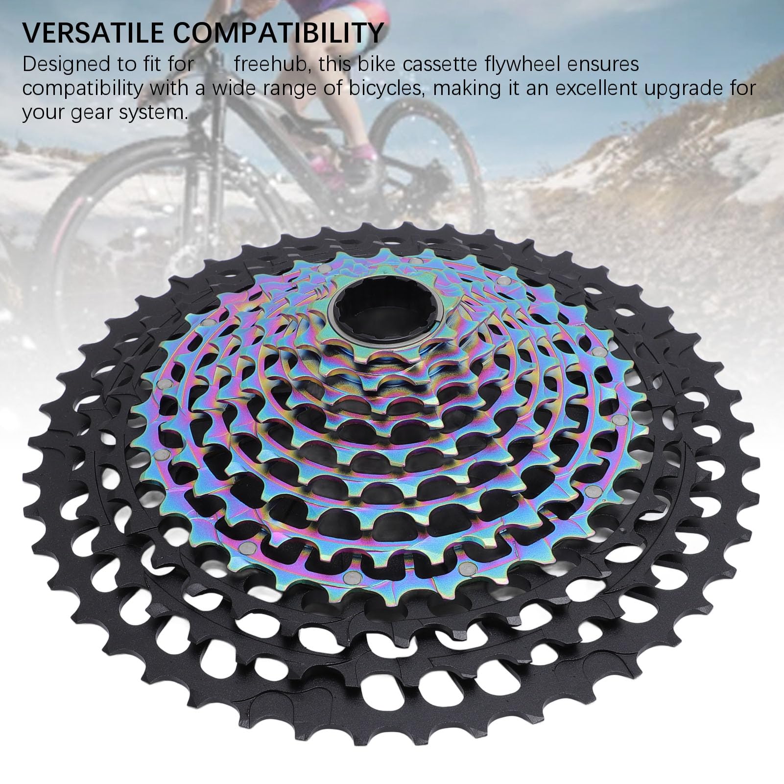 Drfeify Caseta de Bicicleta de 12 Velocidades, Aleación de Aluminio CNC Hollow Climbing Gear 9-46 Cassette de Bicicleta Rococal