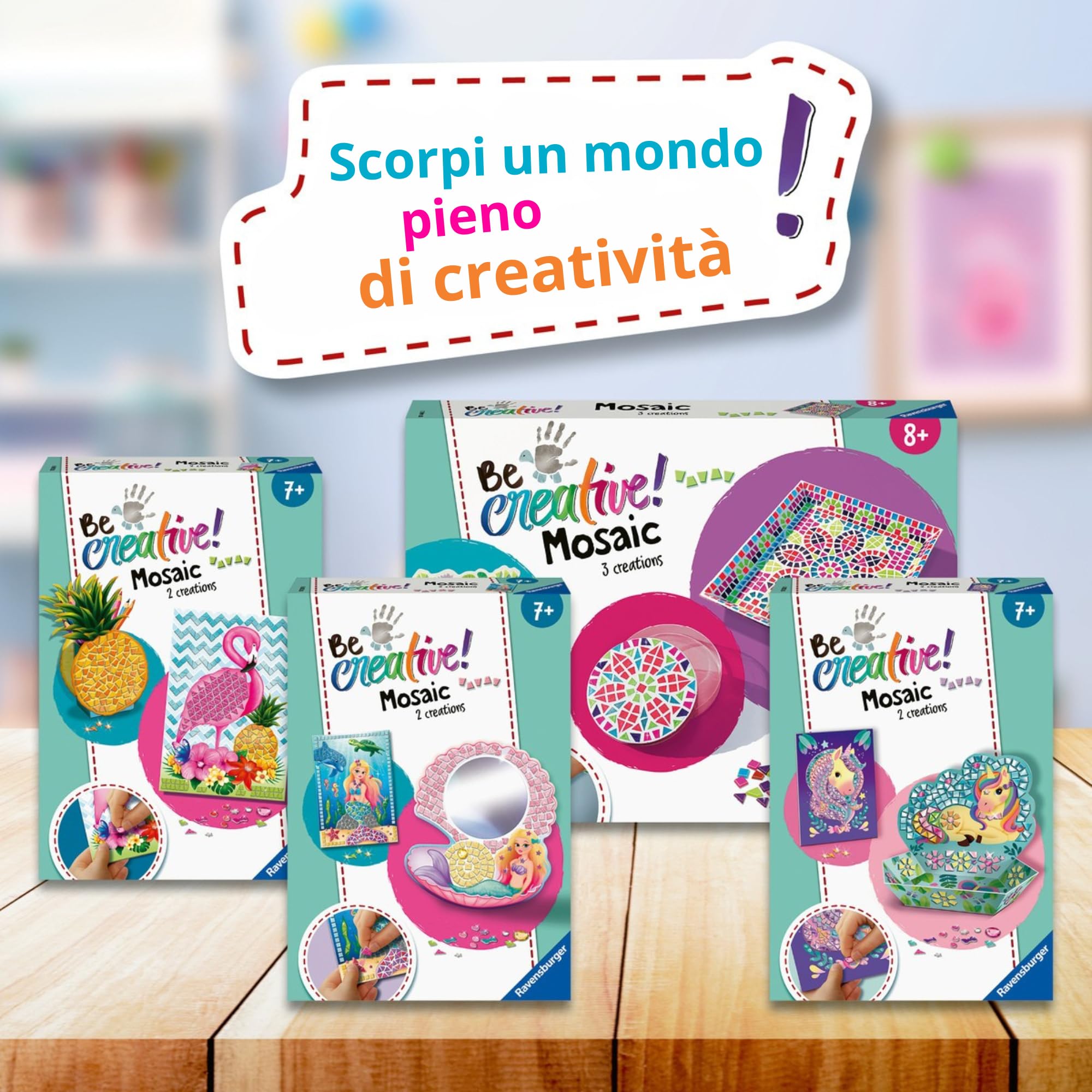 Ravensburger - Be Creative Maxi Mosaico Bambini | Giochi Creativi Bambina 8 Anni o Piú | Kit Lavoretti Creativi per Bambini | Idee Regalo Bambina 8 Anni