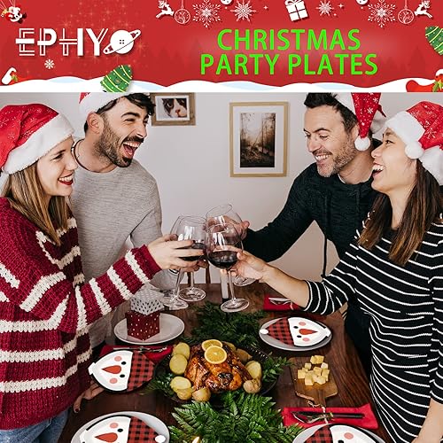 Miniatura 8 de 50 platos de papel de Navidad, diseño de pingüino, búfalo, a cuadros, desechables, platos ovalados para fiestas de postre cena, aperitivo, ensalada,