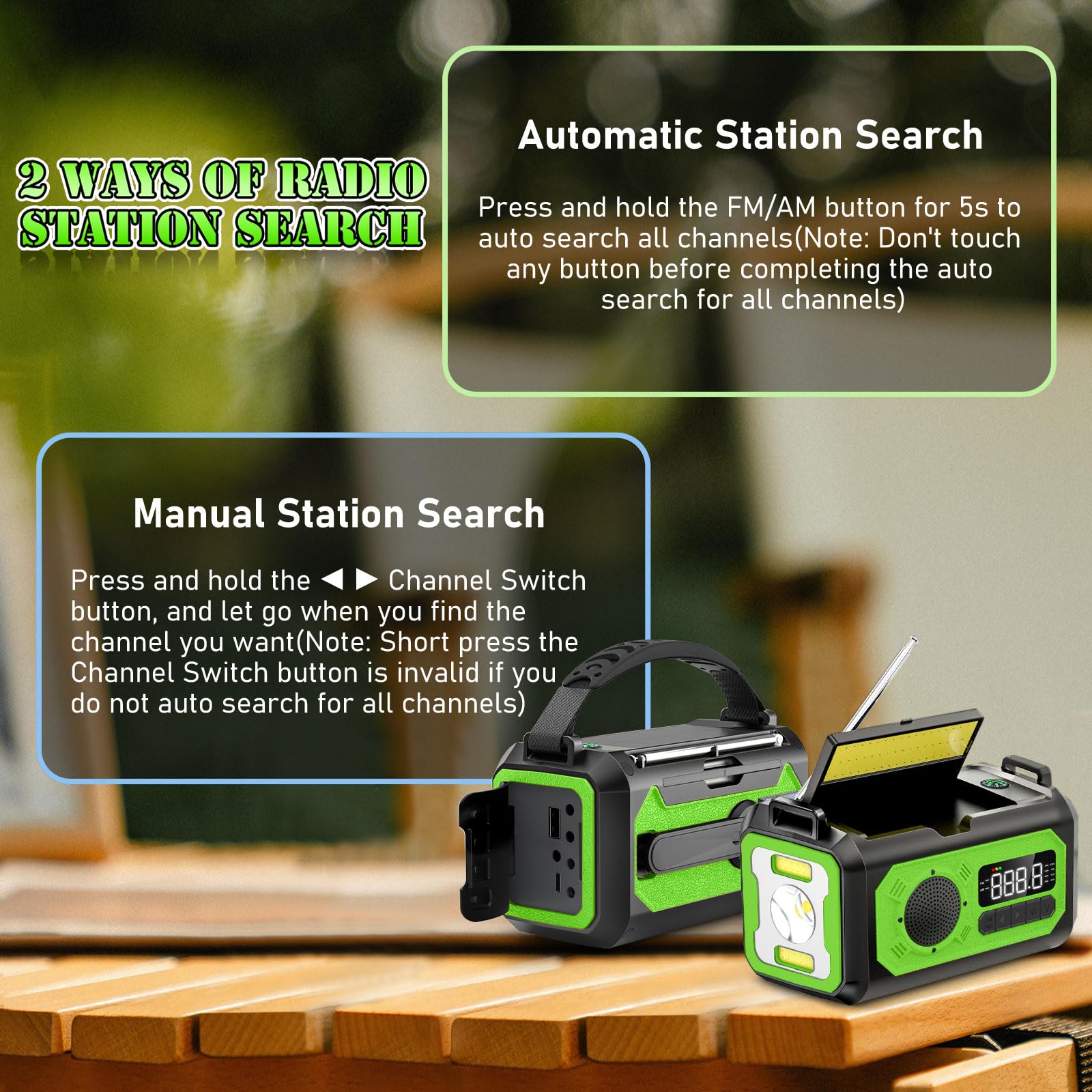 12000mAh Solaire Radio à Manivelle, Wholede AM/FM Radio Portable avec Chargeur de Téléphone, 2 Panneaux Solaires,Alarme SOS,Lampe de Poche pour Camping, Ourdoor, Urgence