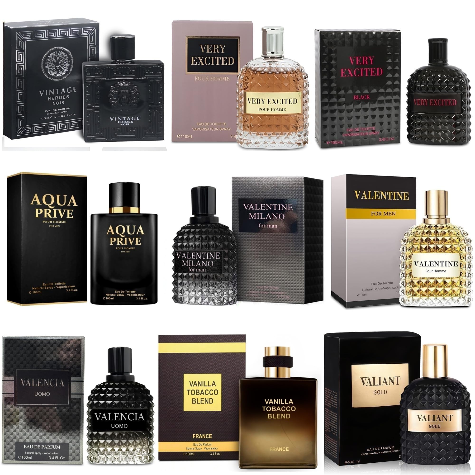 Men's Cologne Sampler Set (100ml Each*9PCS)