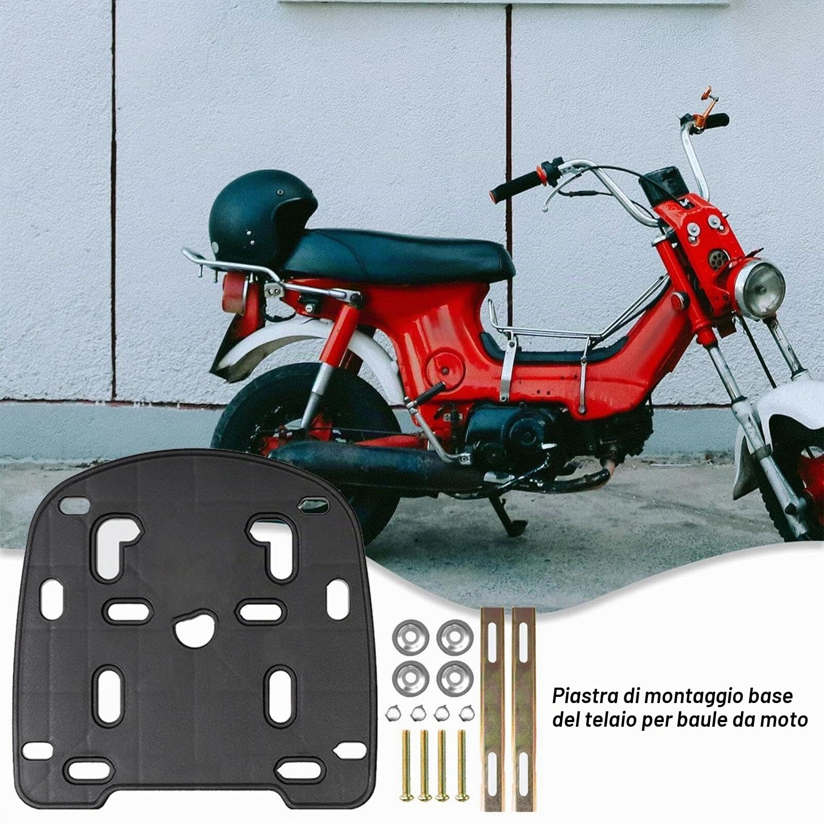 Generico Piastra per Bagagliaio e Portapacchi Posteriore per Moto - Robusta e Solida per Bauletto, Baule - Piastra Inferiore in PP