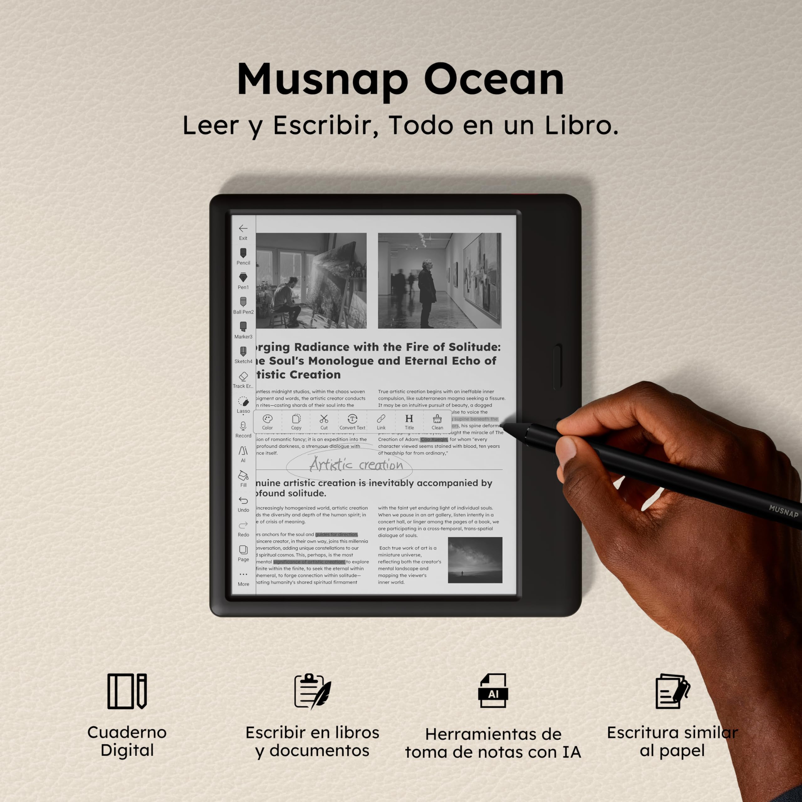 Ocean - Lector de libros electrónicos de 64 GB + 4 GB de 7 pulgadas compatible con escritura a mano, tableta de papel de tinta electrónica de 7 pulgadas con batería de larga duración para leer