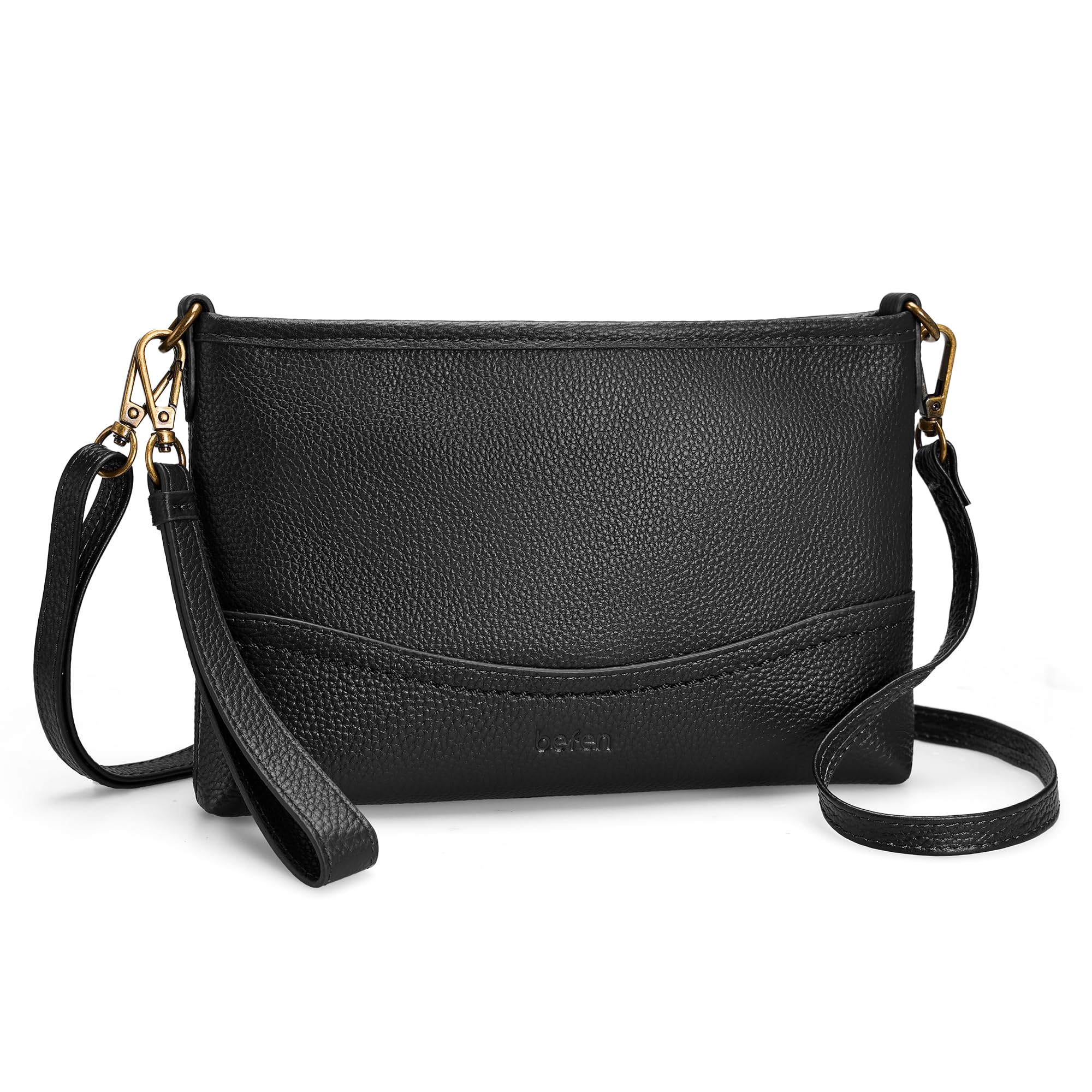 befen Genuine Leather Wristlet Wallet for Women Soft RFID Leather Clutch Purse with Built in Wallet Trendy Crossbody