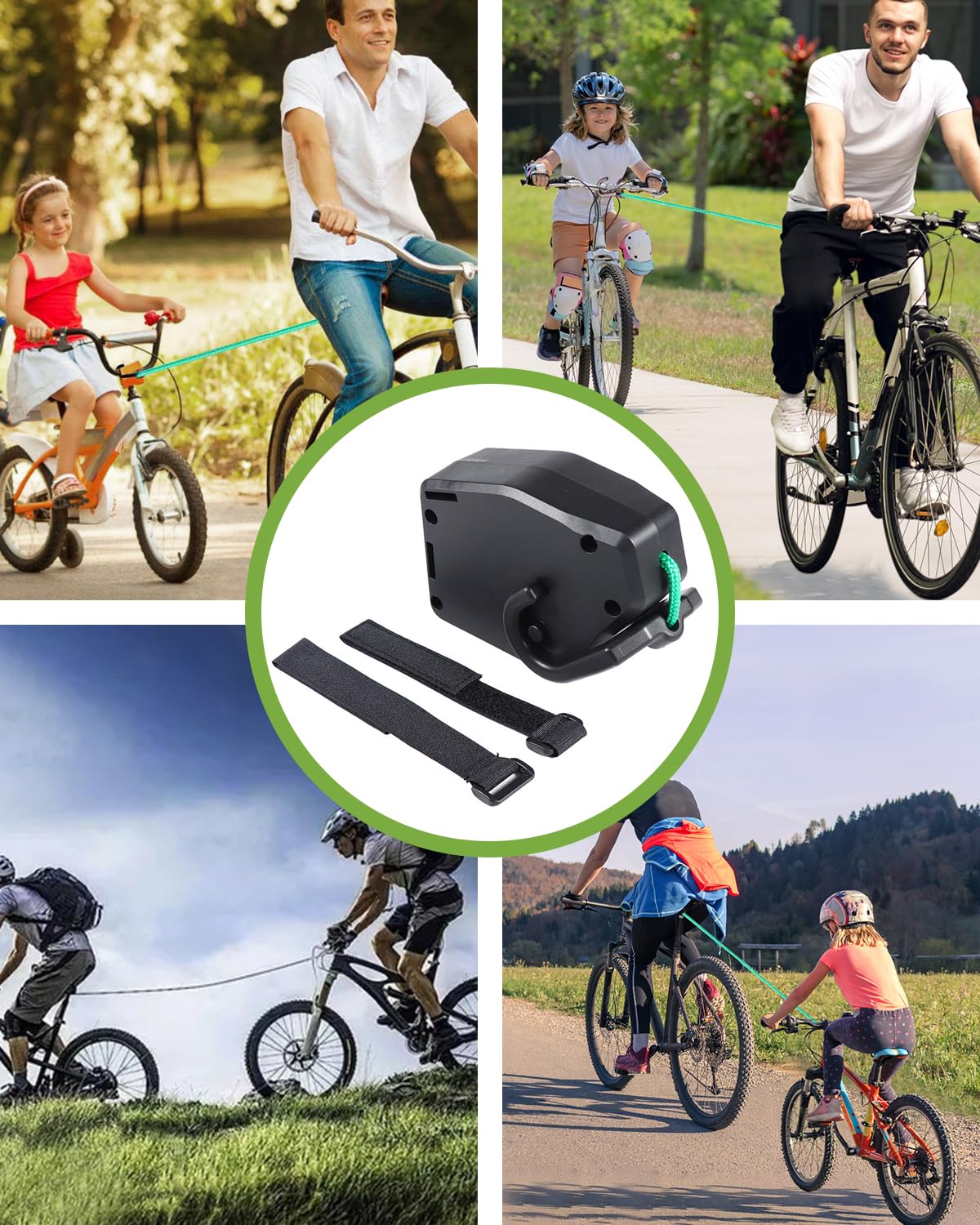 Corda di traino per bicicletta per bambini, retrattile da 2,5 m, per genitori, bambini, fune di trazione, portata 500 lbs per e-bike, mountain bike