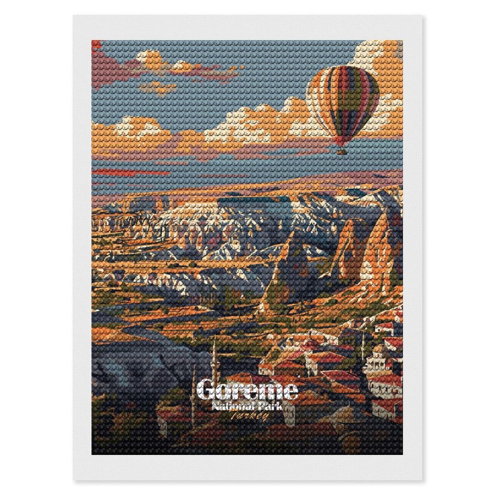 Junmoney Goreme National Park Turkey Illustration Diamond Art Kit 12"x16", Relaxing DIY Hobby, Satisfying Creative Project, Living Room Decor, for Women