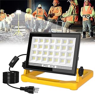 T-SUN LED Work Light with Stand, 60W 6000K LED Flood Light Outdoor with ...