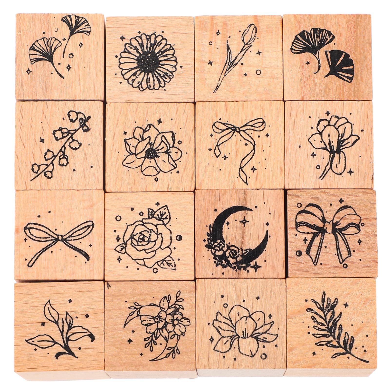 ARTIBETTER 4 Ensembles Pour Enfants Timbres Pour Enfants Tamponneurs D'enfant Artisanat Nom Timbres Personnalisés Salutation En Bois Chocolate 16 Pièces * 4