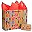 LaRibbons 16.5 Extra Large Kraft Birthday Gift Bag with Tissue Paper and Greeting Card, Colorful Text Happy Birthday and Stars Design, Perfect for Boys, Girls, Kids, Men