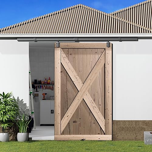 Puerta Rieles Diyhd kit para puerta corrediza, resistente, de granero, con herrajes, para puerta exterior, corredera