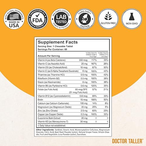 Miniatura 4 de Doctor Taller Kids - Multivitaminas para niños, vitaminas para niños pequeños, apoyan la salud saludable de los huesos y la fuerza ósea para edades