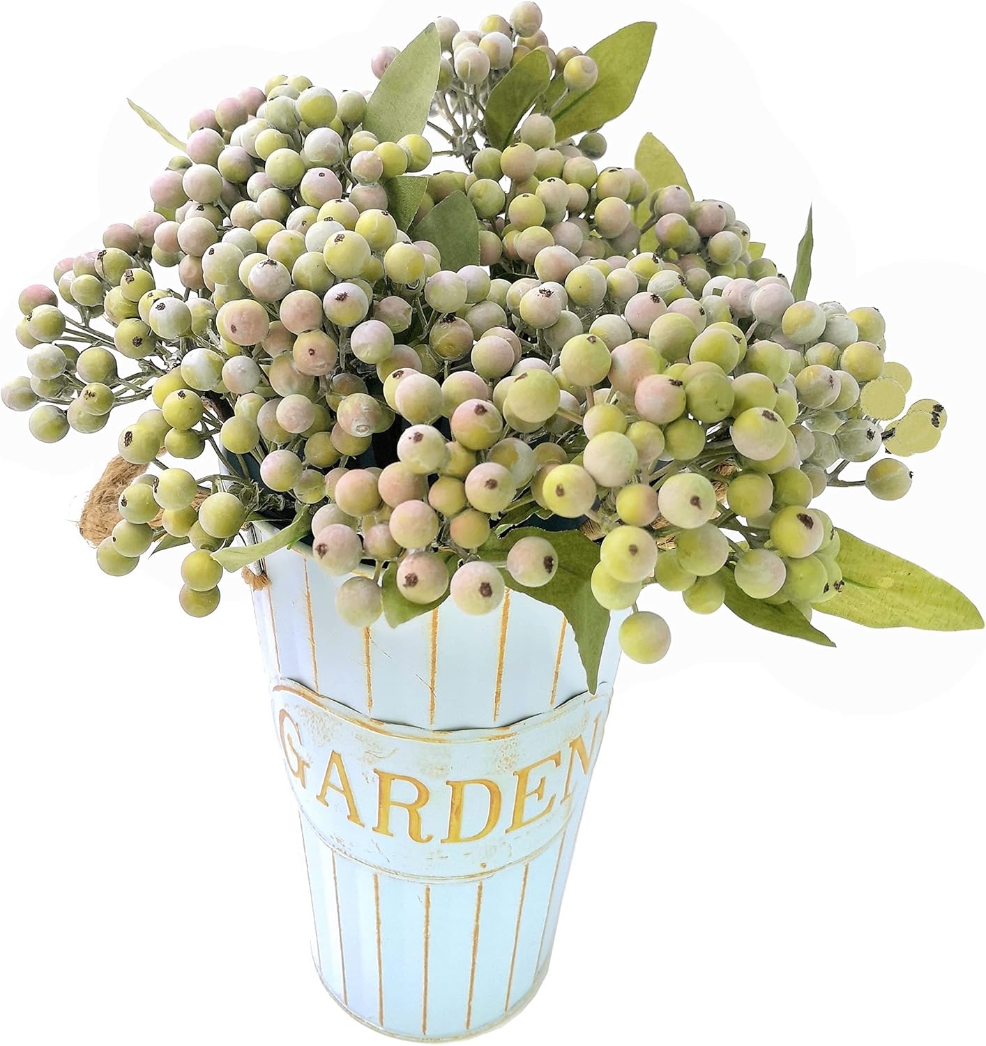 M2cbridge Artificial Berry Stems Christmas Picks Pine Needles Branches Wreath Ornament (Frost Green 12pcs)