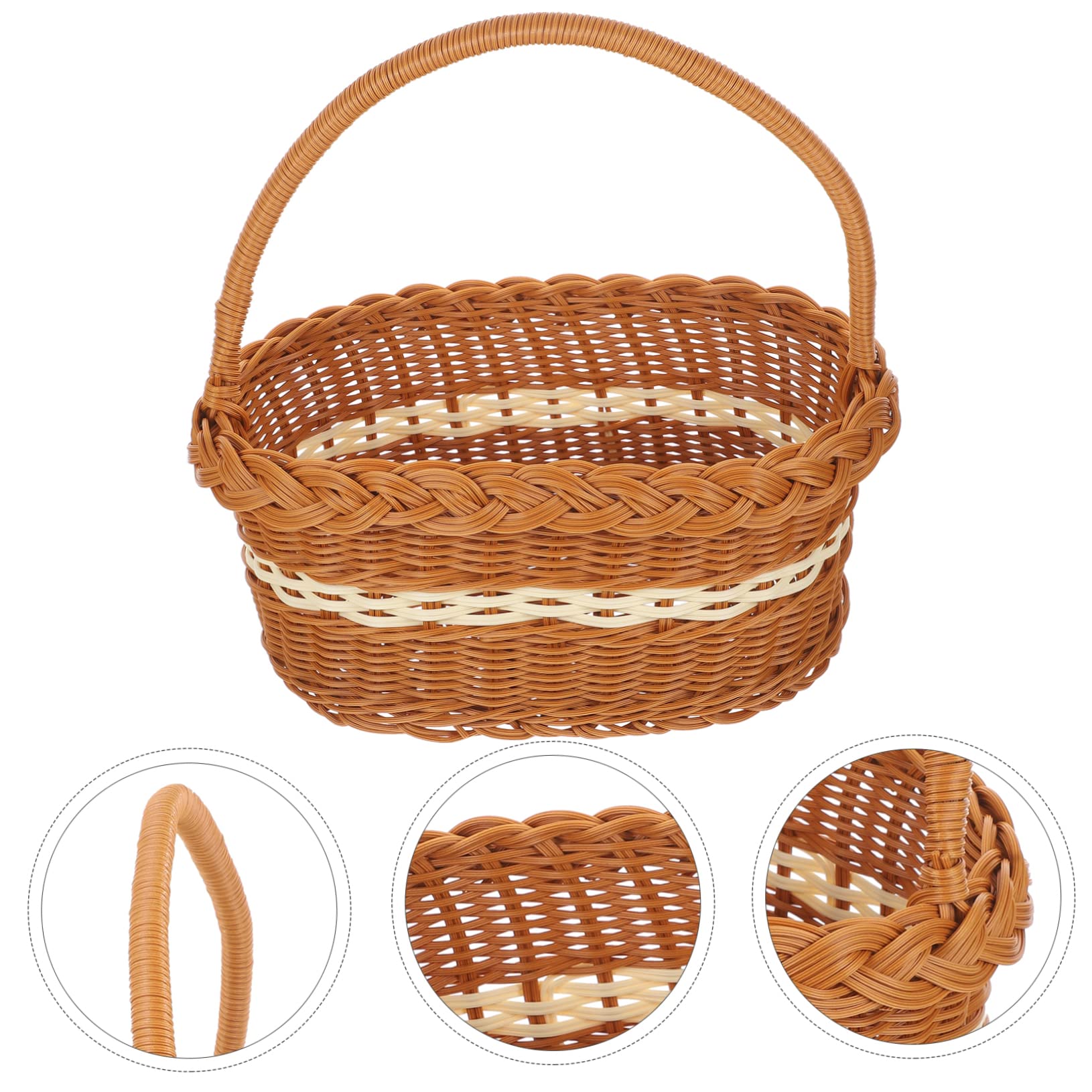 Cestino Portaoggetti con Nappa Intrecciata A Mano per Picnic Cestino Portaoggetti Intrecciato per Esterni Robusto Contenitore per La Conservazione della Frutta per La Casa