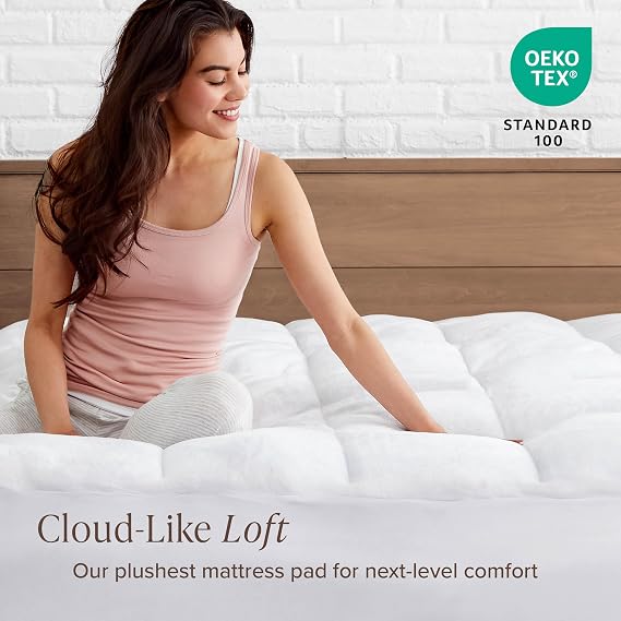 Bare Home Twin Microplush Mattress Topper - Pillow Top Reversible - Soft Mattress Cover - Dual Sided All-Season - 8 to 24 Deep Pocket - Fitted Cover - Dorm Essentials - Plush Mattress Pad (Twin)