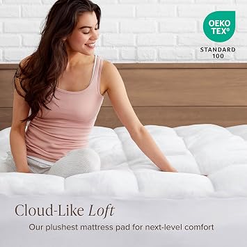Bare Home Twin Microplush Mattress Topper - Pillow Top Reversible - Soft Mattress Cover - Dual Sided All-Season - 8 to 24 Deep Pocket - Fitted Cover - Dorm Essentials - Plush Mattress Pad (Twin)