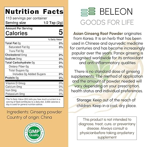 Miniatura 2 de Polvo de raíz de ginseng 4oz - Suplemento herbario Panax Ginseng, ginsenósidos activos, ricos en antioxidantes