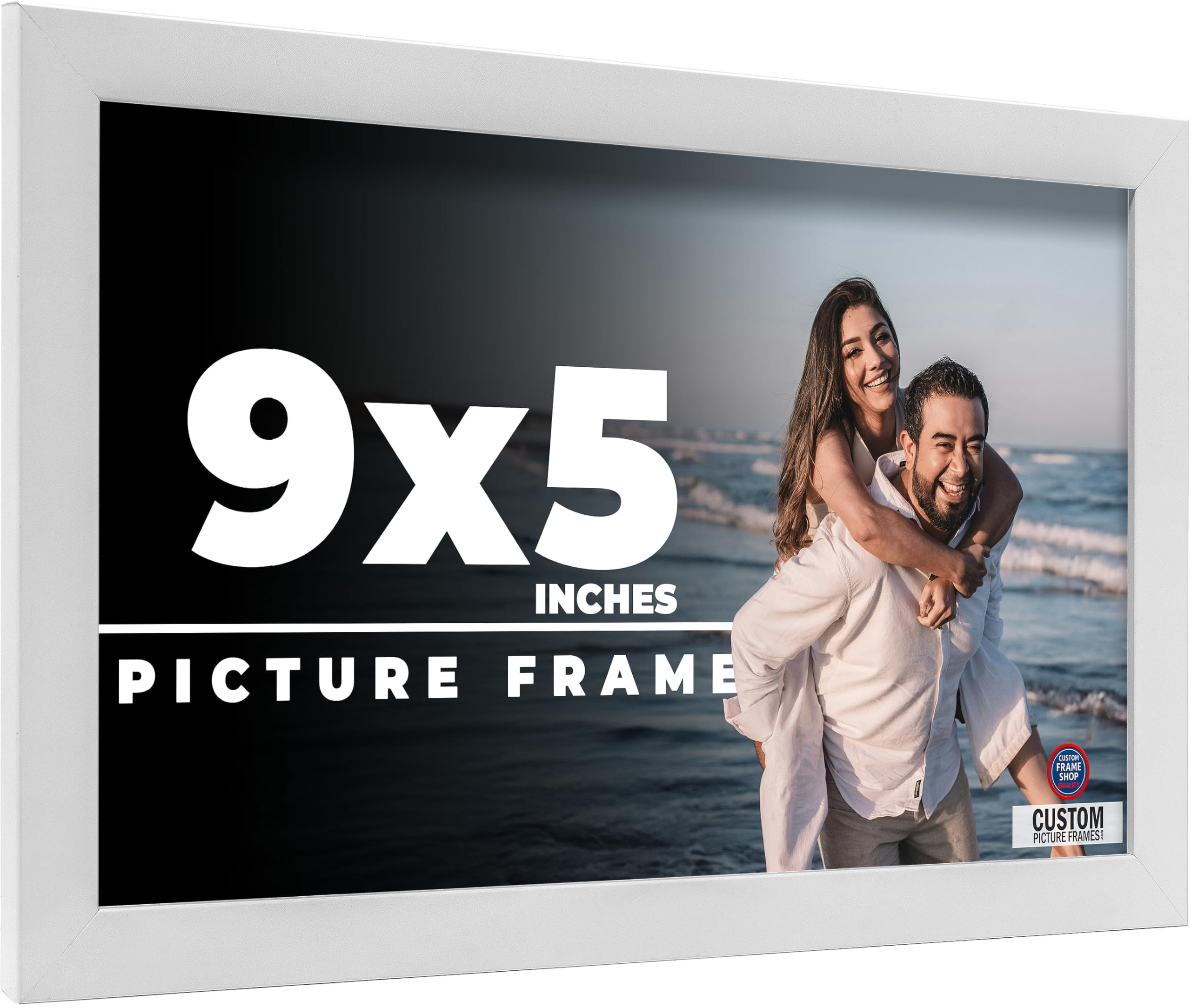 Amazon.com - 9x5 IN Frame White Real Wood Picture Frame Width 0.75