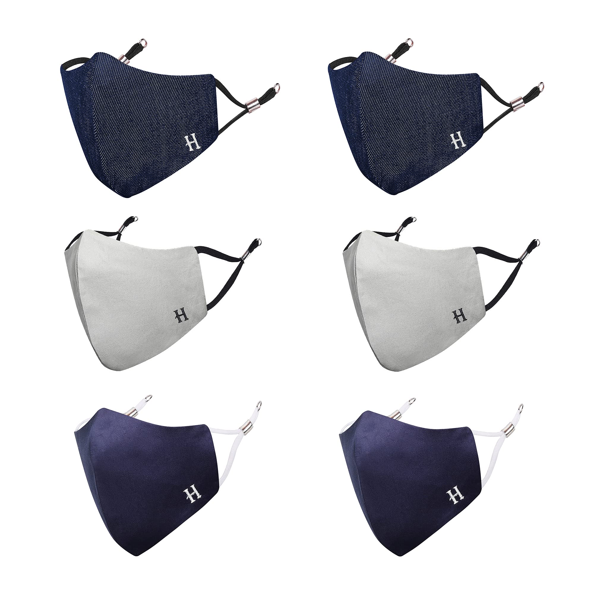 MASQ By Q-One Alphabet-H 4 Layer, Reusable, with Ear Adjusters, Anti-Bacterial (BFE>99%), Cotton Cloth Face Mask Combo for Unisex, Men, Women (Large, Navy-Grey-Denim, Pack of 6), Without Valve (B096Y5MMNC) Amazon Price History, Amazon Price Tracker
