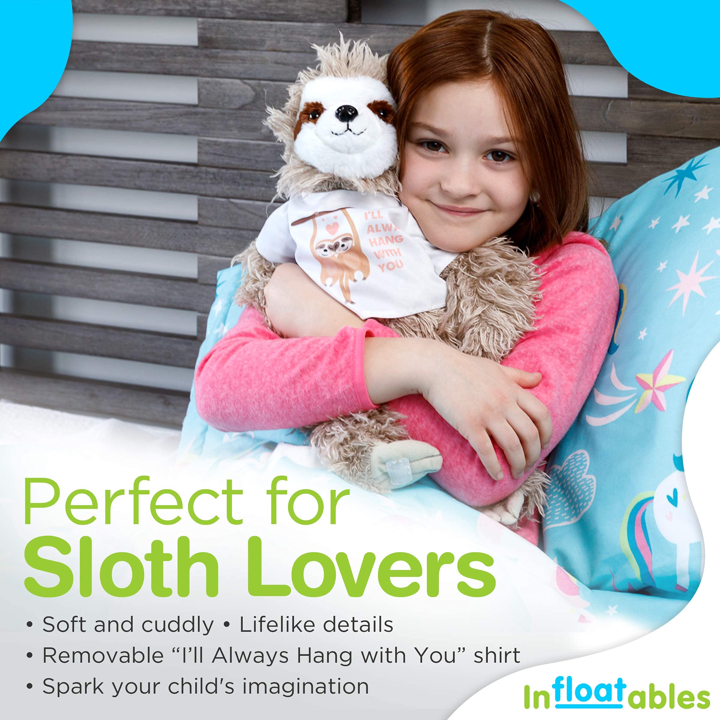 InFLOATables Sloth Stuffed Animal - Giant Three-Toed 22 Inch Sloth