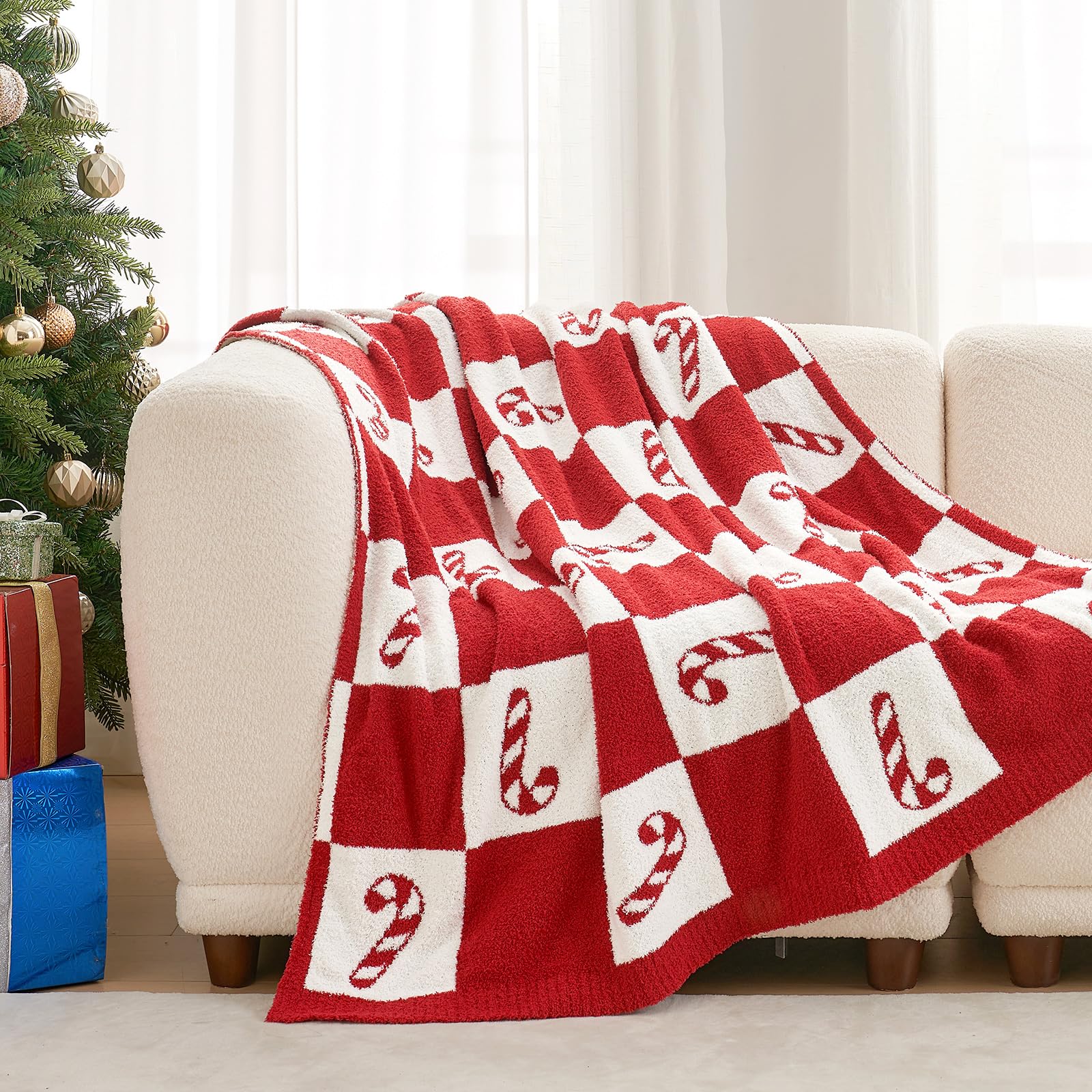 Amazon.com: Snuggle Sac Candy Cane Throw Blanket Red Christmas
