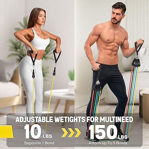 Miniatura 5 de Resistance Bands Resistance Band Set Workout Bands Exercise Bands for Men and Women Exercise Bands with Door Anchor Handles Legs Ankle Straps for
