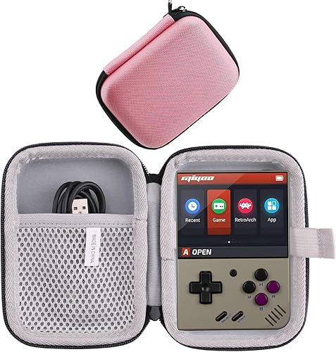 WAIYUCN Estuche de transporte rígido de EVA para Miyoo Mini Plus, funda de consola de juegos de mano retro de 3.5 pulgadas (rosa)