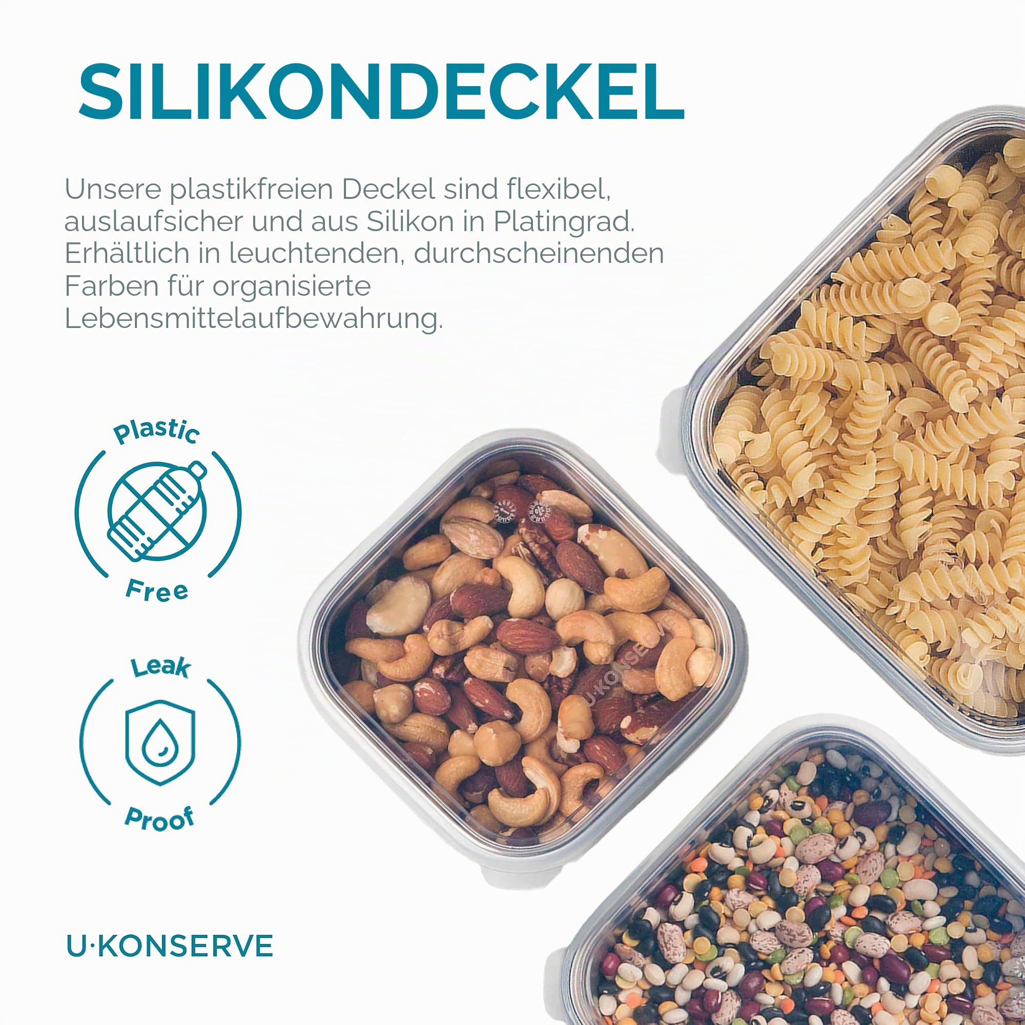 U Konserve Edelstahl verschachtelte Trio Frischhaltedose Bento-Box, 3er-Set (15, 30 & 1,4 l), auslaufsicher, Silikondeckel, spülmaschinenfest, plastikfrei